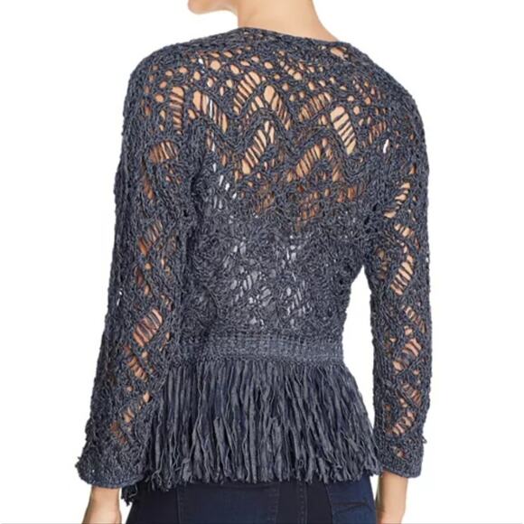 NWT!!! Nic + Zoe Fiji Waves Lace Knit Fringed Jacket Sz XL - Picture 4 of 7